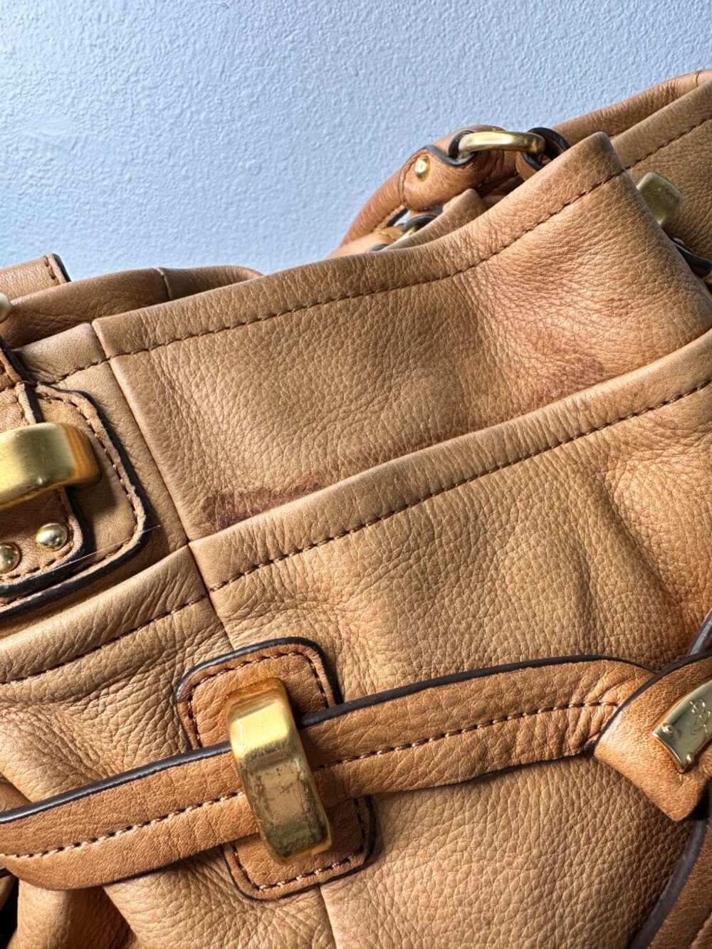 B. Makowsky Camel Tan Leather Hobo Shoulder Bag Purse - Picture 3 of 10